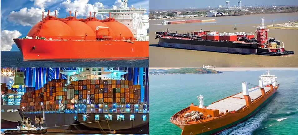 image of 4 cargo ships at sea