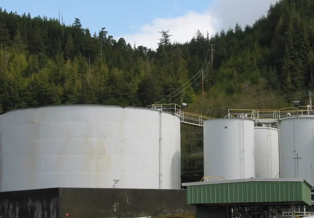 municipal processing plant in a forested area
